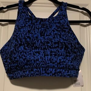 Lululemon Athletica Blue/Black High Neck Energy Bra, B/C cup, Sz 10, NWT